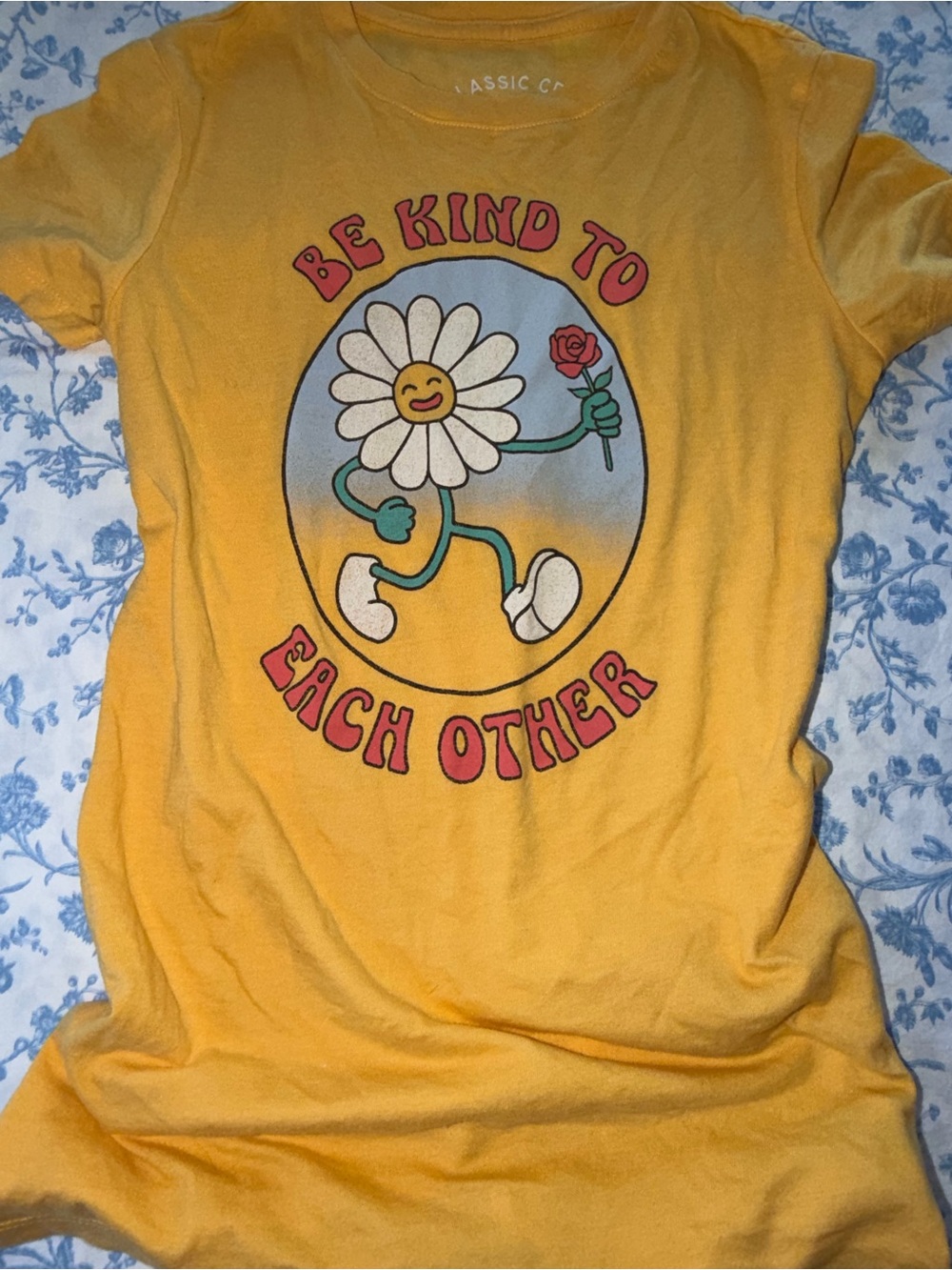 Aeropostale Yellow Kids Graphic Tee with Daisy and Rose